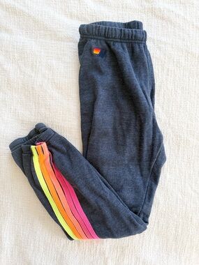 Aviator Nation Size Medium Joggers with Rainbow Side Stripes